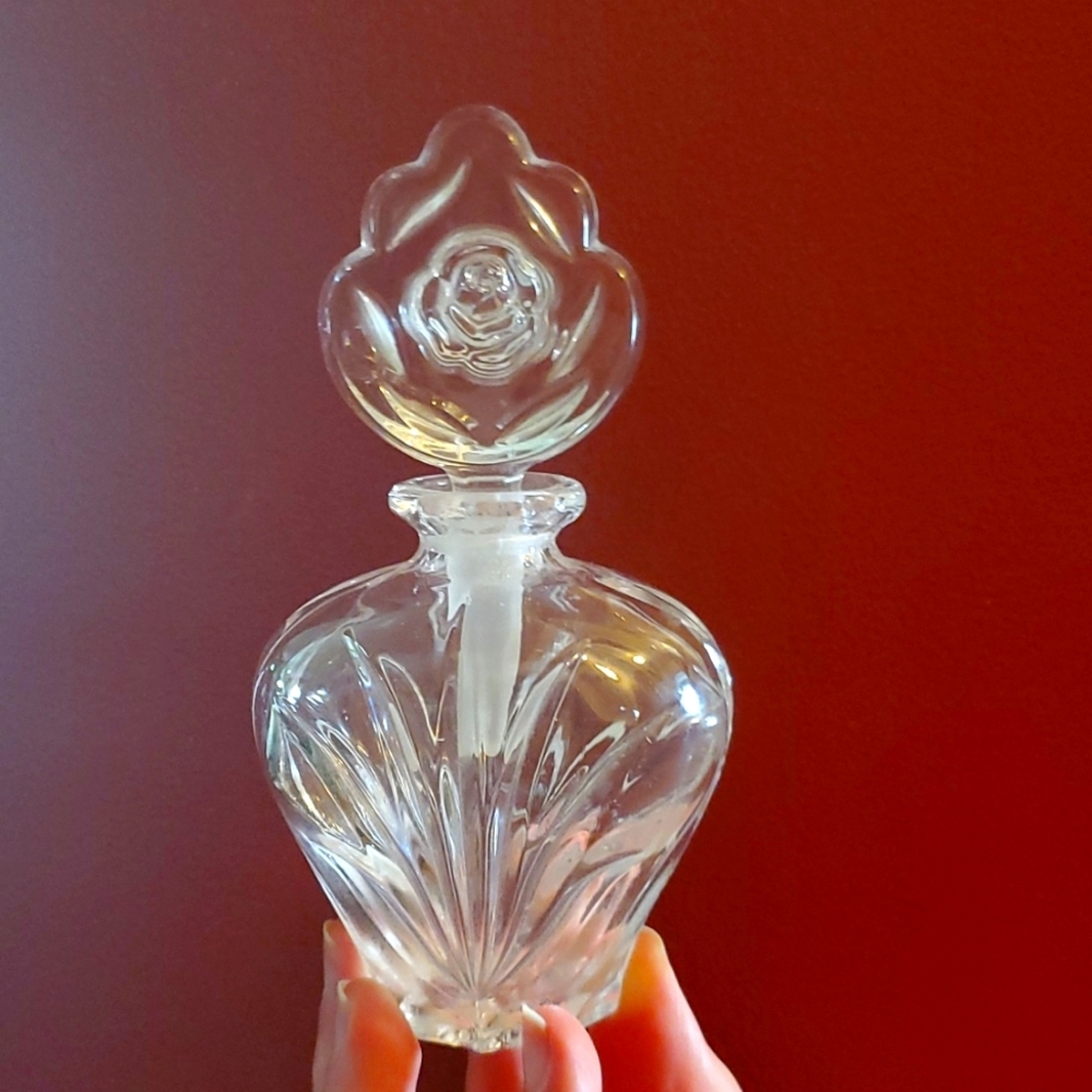 Never used! Vintage Princess House American Rose Leaded Crystal Perfume Bottle